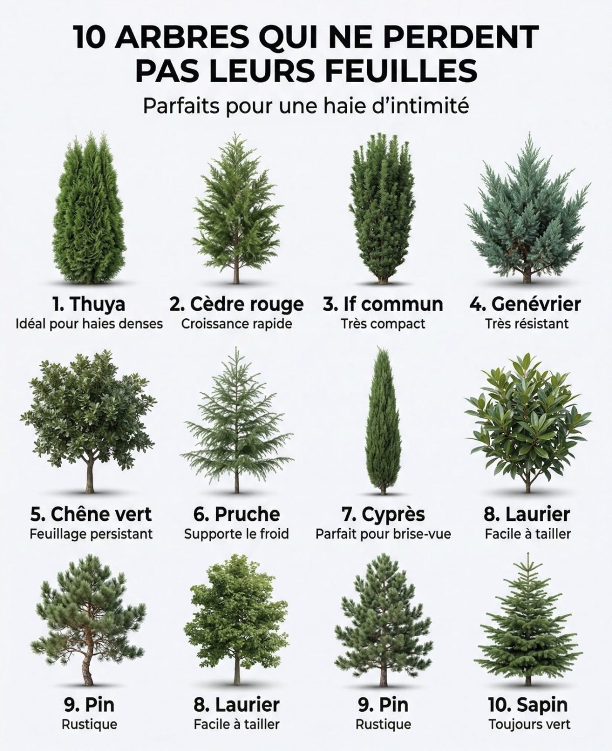 10. Arbres qui ne perdent pas leurs feuilles. — conseils jardinage