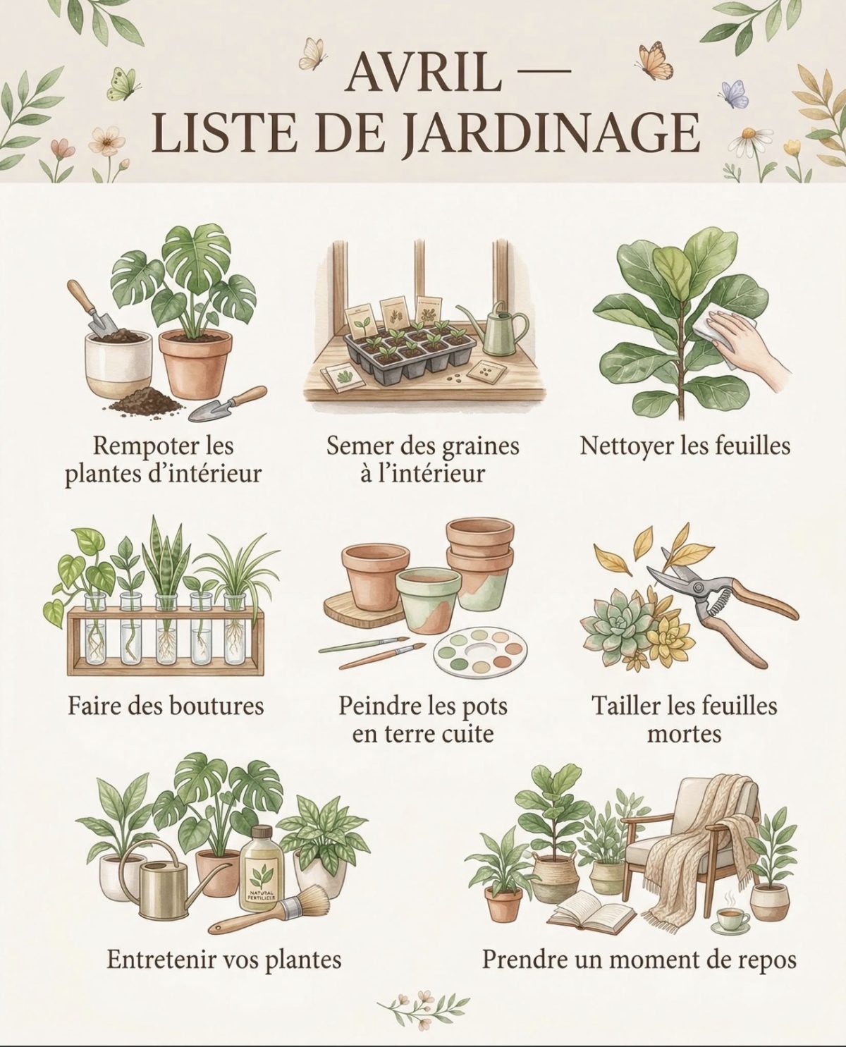 Avril la liste du jardin. — conseils jardinage