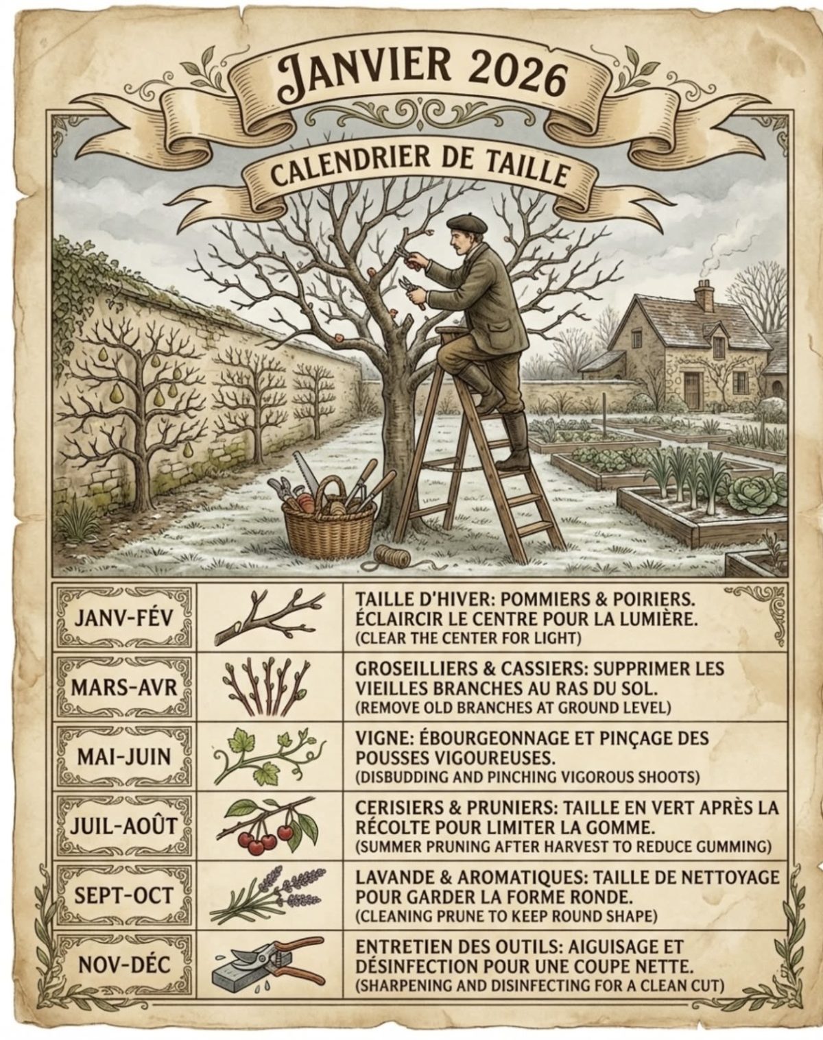 Calendrier de taille — conseils jardinage