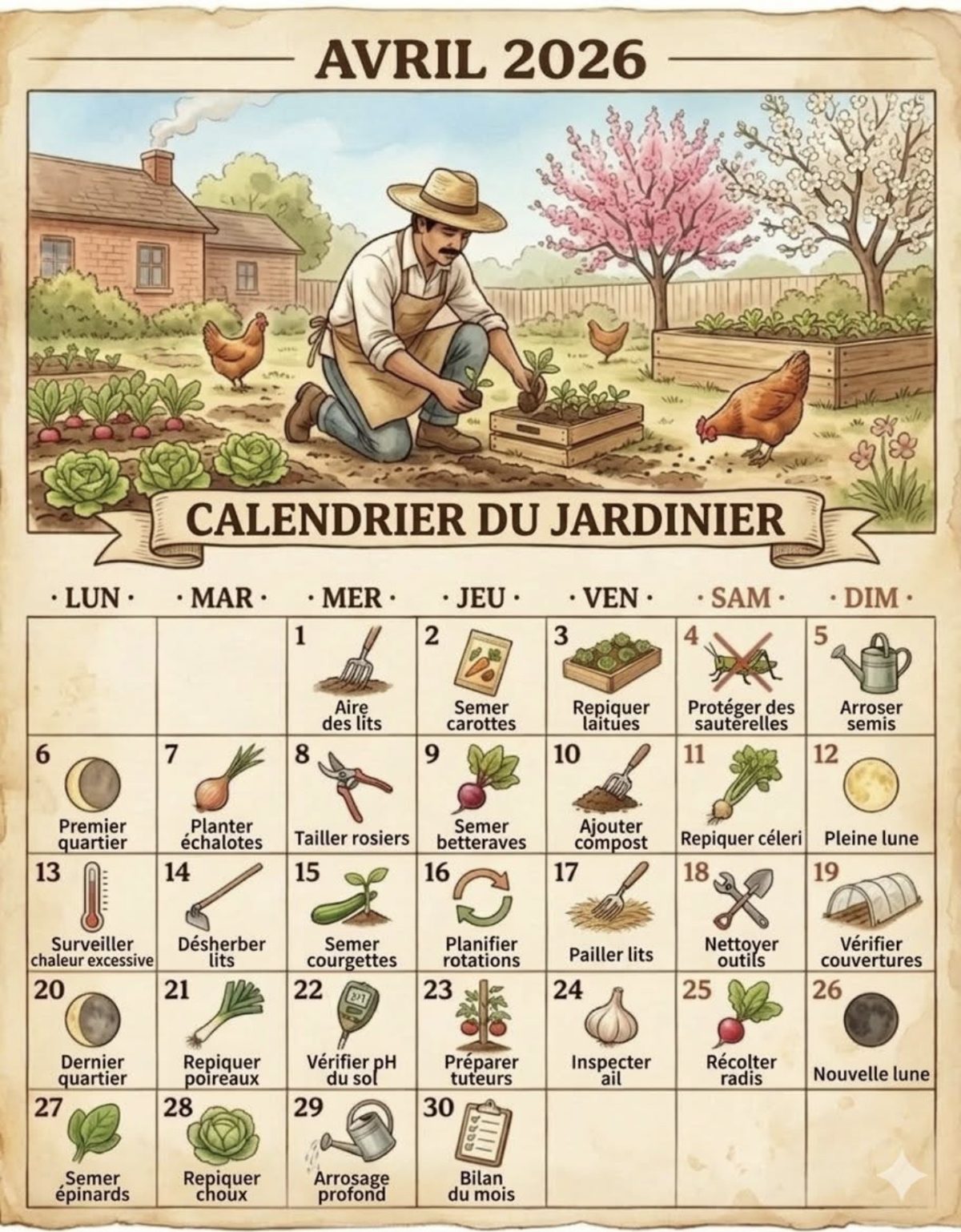 Calendrier du jardinier. — conseils jardinage