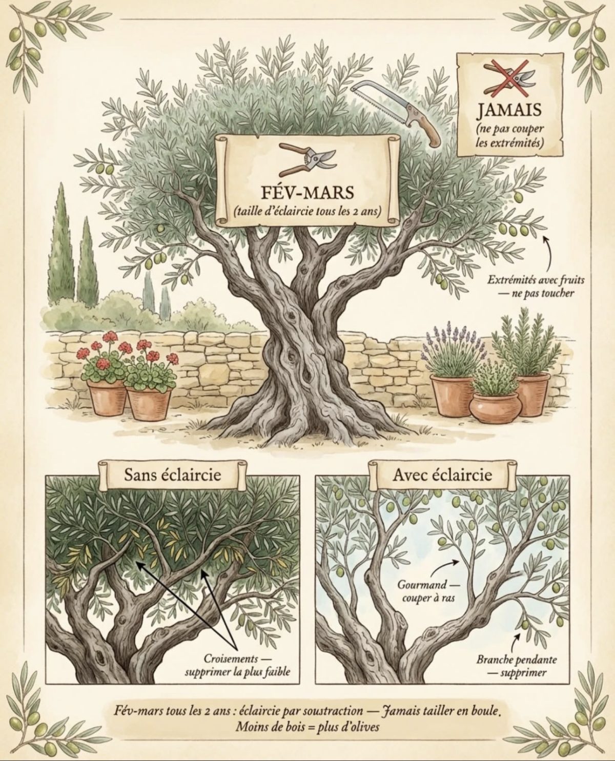 La taille des Olivier. — conseils jardinage