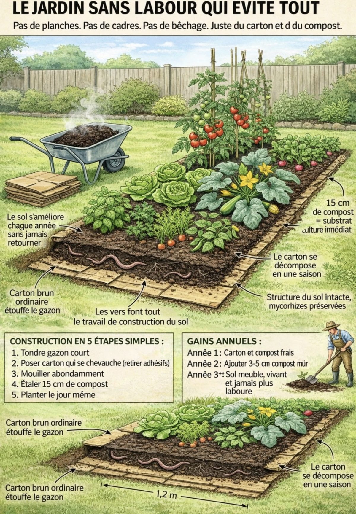 Le jardin, sans labourer qui évite tout. — conseils jardinage