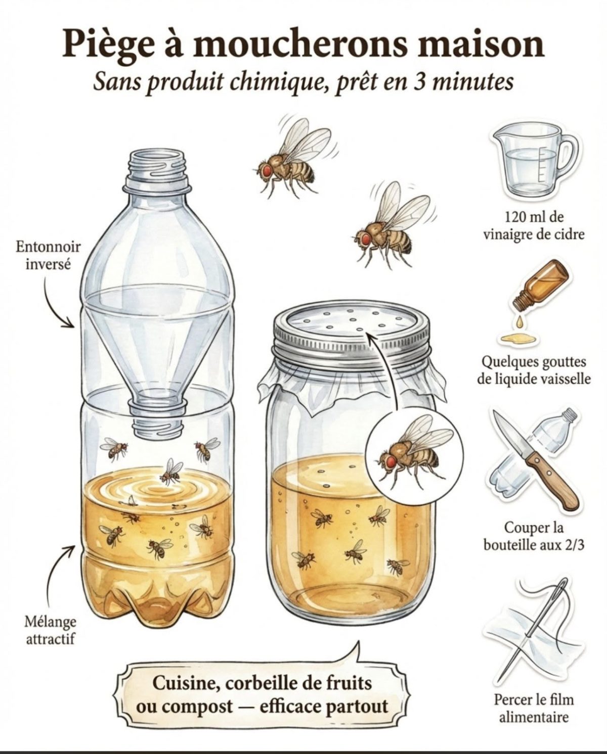 Piège à mouches maison. — conseils jardinage