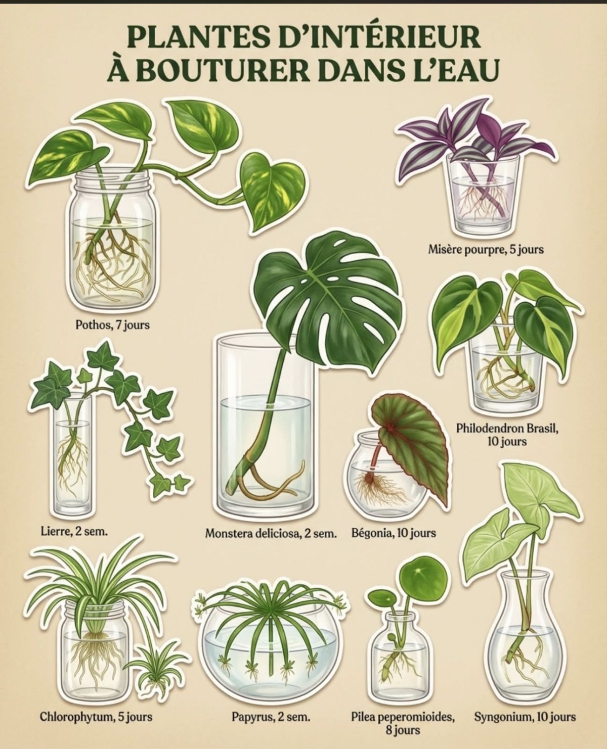 Plantes d'intérieur à bouturer dans l'eau. — conseils jardinage