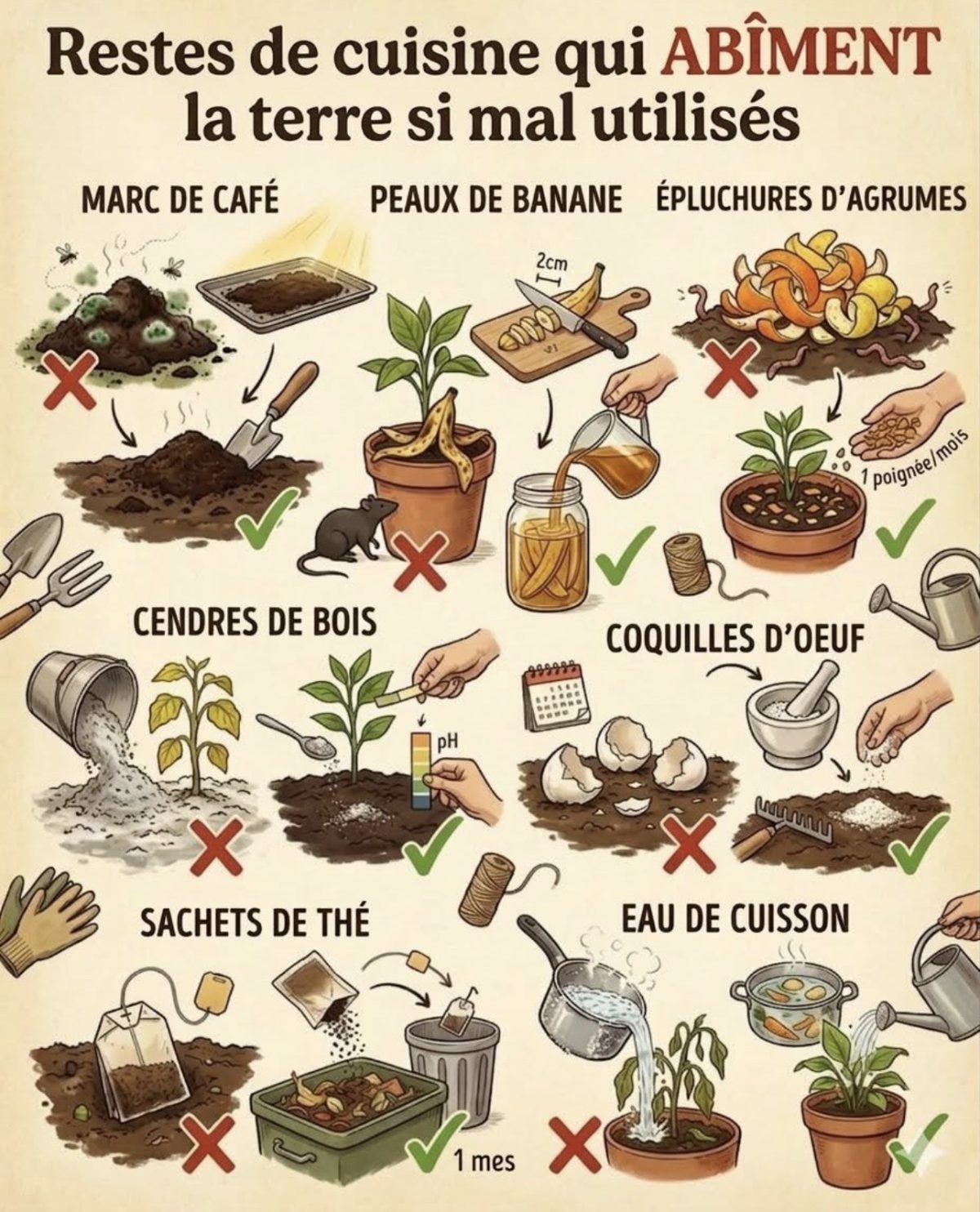 Reste de cuisine qui abîment la terre si mal utilisé. — conseils jardinage